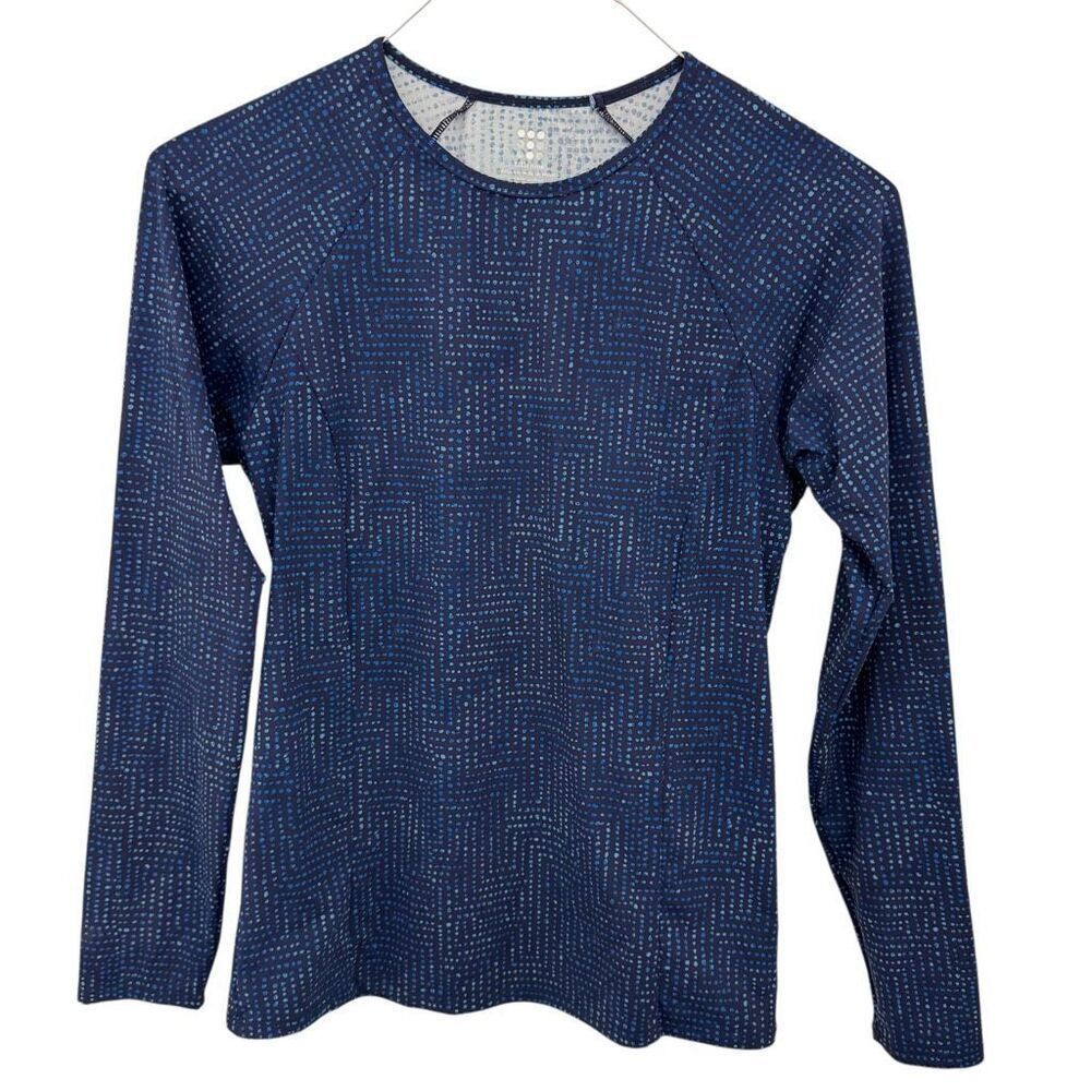 Title Nine Women’s Long Sleeve Rash Guard Baselayer Size Medium Blue Geometric P
